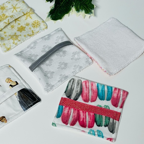 5 pc Cotton Reusable Makeup Remover Pads Wipes Washable Facial square Handmade4” - Picture 2 of 8